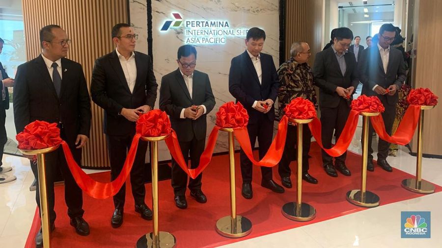 Peresmian kantor baru Pertamina International Shipping di Singapura. (CNBC Indonesia/Ayyi Hidayah)