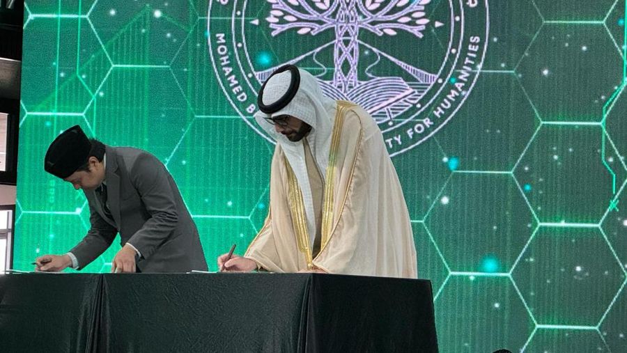 Peresmian peletakan batu pertama (groundbreaking ceremony) untuk pembangunan Kampus Mohamed Bin Zayed College for Future Studies (MBZ CFS) di UNU Yogyakarta, (31/1/2024). (Dok. KBRI Abu Dhabi)