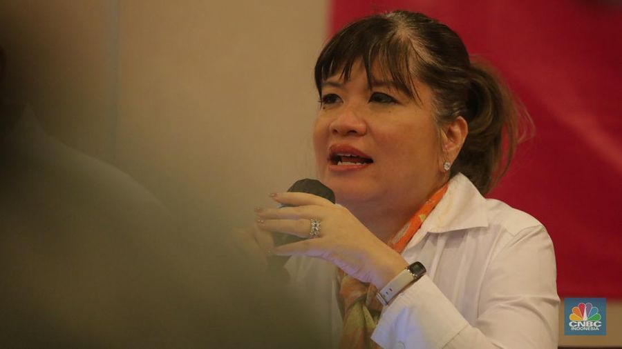 Ketua Umum APINDO, Shinta W. Kamdani saat konferensi pers KLINGKING FUN 2024, Pesta Diskon Anti Golput di Jakarta, Kamis (1/2/2024). (CNBC Indonesia/Faisal Rahman)
