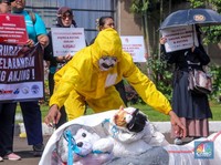 Ikut Korsel, Aktivis Gelar Aksi Tolak Perdagangan Daging Anjing-Kucing