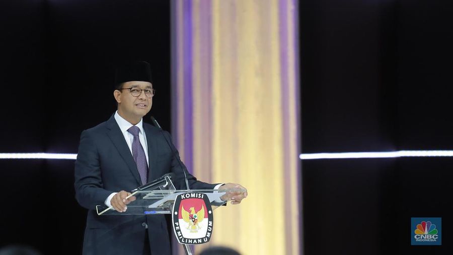 Debat kelima calon presiden Pemilu 2024 di JCC, Jakarta, Minggu, (4/2/2024). (CNBC Indonesia/Muhammad Sabki)