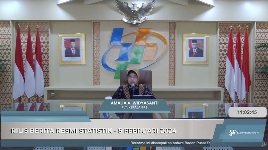Plt Kepala BPS Amalia Adininggar Widyasanti dalam Rilis BPS. (Tangkapan Layar Youtube  BPS Statistics)