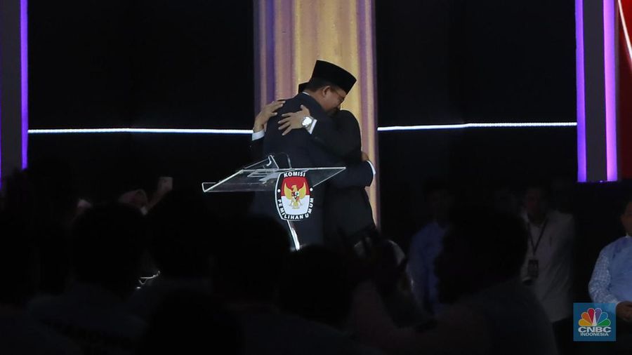 Debat kelima calon presiden Pemilu 2024 di JCC, Jakarta, Minggu, (4/2/2024). (CNBC Indonesia/Muhammad Sabki)