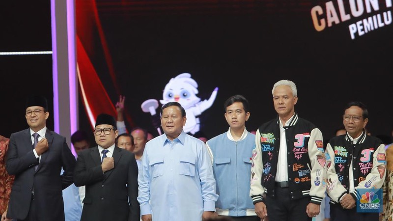 Debat kelima calon presiden Pemilu 2024 di JCC, Jakarta, Minggu, (4/2/2024). (CNBC Indonesia/Muhammad Sabki)