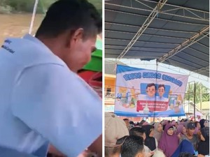 Barisan RFG Seberangi Sungai Gelar Sembako Murah di Kabupaten Banyuasin
