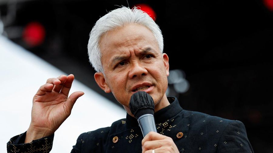 Kampanye akbar calon presiden dan calon wakil presiden nomor urut 3. Ganjar Pranowo dan Mahfud MD di Surakarta, Jawa Tengah, Sabtu (10/2/2024).(REUTERS/Willy Kurniawan)