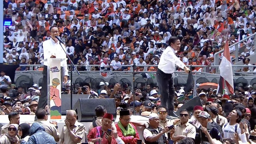 Kampanye akbar Pasangan Calon (Paslon) presiden dan wakil presiden nomor urut 01, Anies Baswedan dan Cak Imin di Jakarta Internasional Stadion (JIS), Sabtu (10/2/2024). (Tangkapan layar Youtube Anies Baswedan) Kampanye akbar Pasangan Calon (Paslon) presiden dan wakil presiden nomor urut 01, Anies Baswedan dan Cak Imin di Jakarta Internasional Stadion (JIS), Sabtu (10/2/2024). (Tangkapan layar Youtube Anies Baswedan)