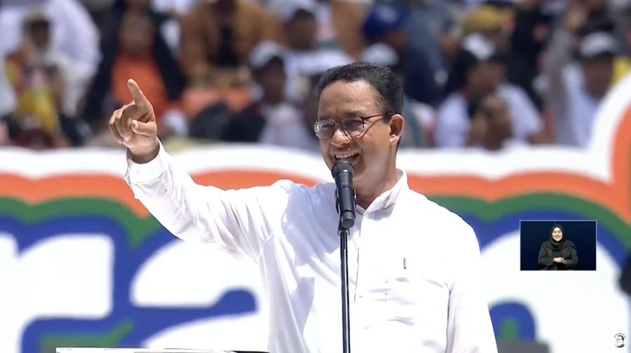 Kampanye akbar Pasangan Calon (Paslon) presiden dan wakil presiden nomor urut 01, Anies Baswedan dan Cak Imin di Jakarta Internasional Stadion (JIS),  Sabtu (10/2/2024). (Tangkapan layar Youtube Anies Baswedan)