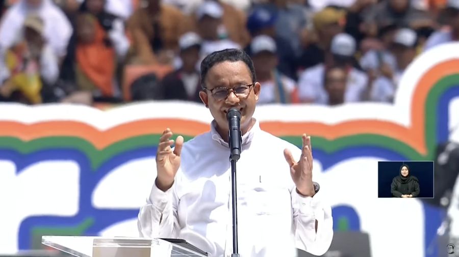 Kampanye akbar Pasangan Calon (Paslon) presiden dan wakil presiden nomor urut 01, Anies Baswedan dan Cak Imin di Jakarta Internasional Stadion (JIS),  Sabtu (10/2/2024). (Tangkapan layar Youtube Anies Baswedan)