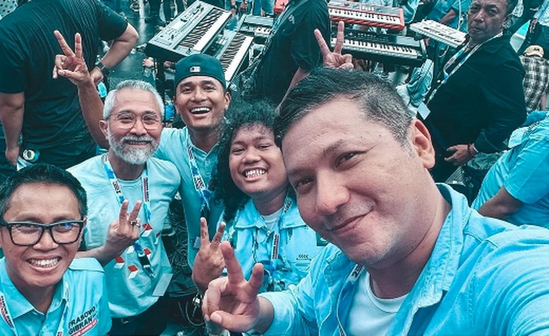 Gading Marten dan sejumlah artis saat menghadiri kampanye akbar Prabowo-Gibran bertajuk (Pesta Rakyat Untuk Indonesia Maju'. (Instagram/gadiiing)