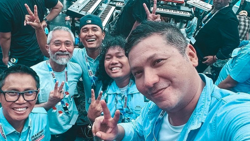 Gading Marten dan sejumlah artis saat menghadiri kampanye akbar Prabowo-Gibran bertajuk (Pesta Rakyat Untuk Indonesia Maju'. (Instagram/gadiiing)