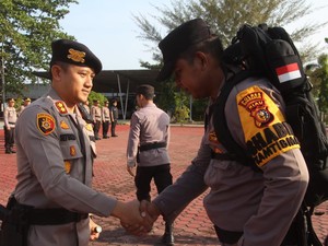 Kapolres Bengkalis Lepas Personel PAM Pemilu, Ingatkan Sinergitas TNI-Polri