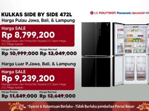 Banjir Promo! Transmart Full Day Sale, Kulkas Side by Side Diskon Rp 3,4 Jutaan