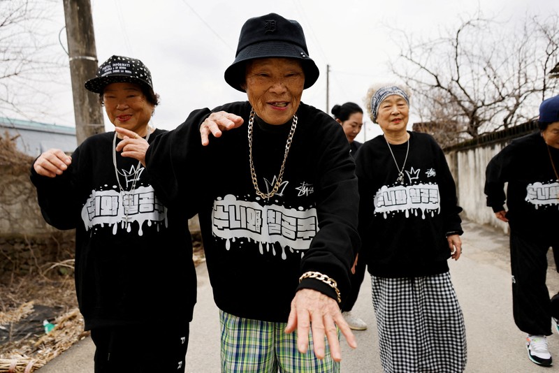Lee Pil-sun, 85, a member of the granny rap group 