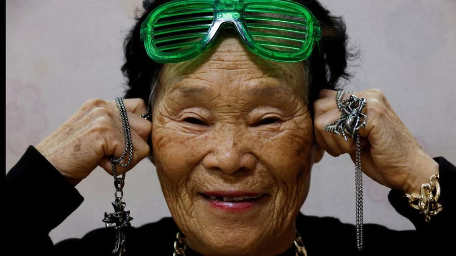 Lee Pil-sun, 85, a member of the granny rap group 