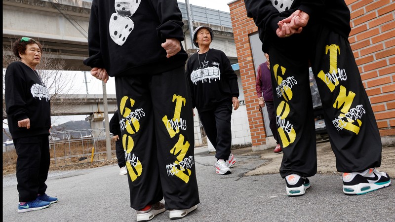 Lee Pil-sun, 85, a member of the granny rap group 