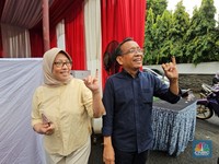 Pratikno Nyoblos di Komplek Menteri, Puji Demokrasi RI Meriah