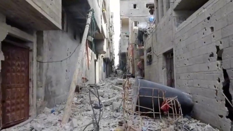 A view of the damaged exterior of a UNRWA health centre, amid the ongoing conflict between Israel and the Palestinian Islamist group Hamas, in Gaza, in this still image taken from video released February 15, 2024.     UNRWA/Handout via REUTERS    THIS IMAGE HAS BEEN SUPPLIED BY A THIRD PARTY. NO RESALES. NO ARCHIVES. MANDATORY CREDIT