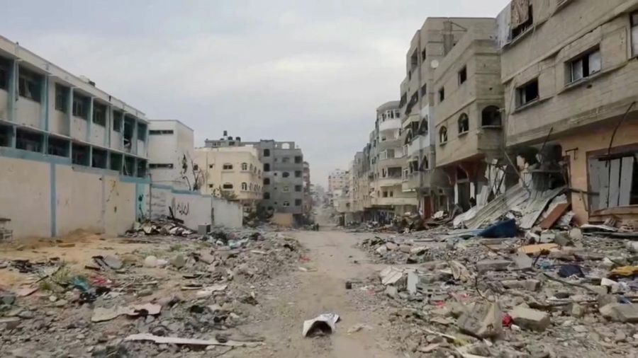 A view of the damaged exterior of a UNRWA health centre, amid the ongoing conflict between Israel and the Palestinian Islamist group Hamas, in Gaza, in this still image taken from video released February 15, 2024.     UNRWA/Handout via REUTERS    THIS IMAGE HAS BEEN SUPPLIED BY A THIRD PARTY. NO RESALES. NO ARCHIVES. MANDATORY CREDIT
