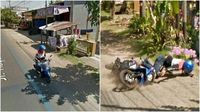 Lagi Apes, Aksi Kocak Ini Terekam Google Street View