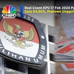 Video: Real Count KPU Data 64,80% Sabtu Siang, Prabowo Unggul di 57,5%