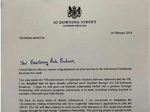Ini Isi Surat Ucapan Selamat dari PM Inggris untuk Prabowo