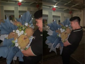 Bukan Bunga, Pria Ini Viral Diberi Buket Durian Montong dan Bawor