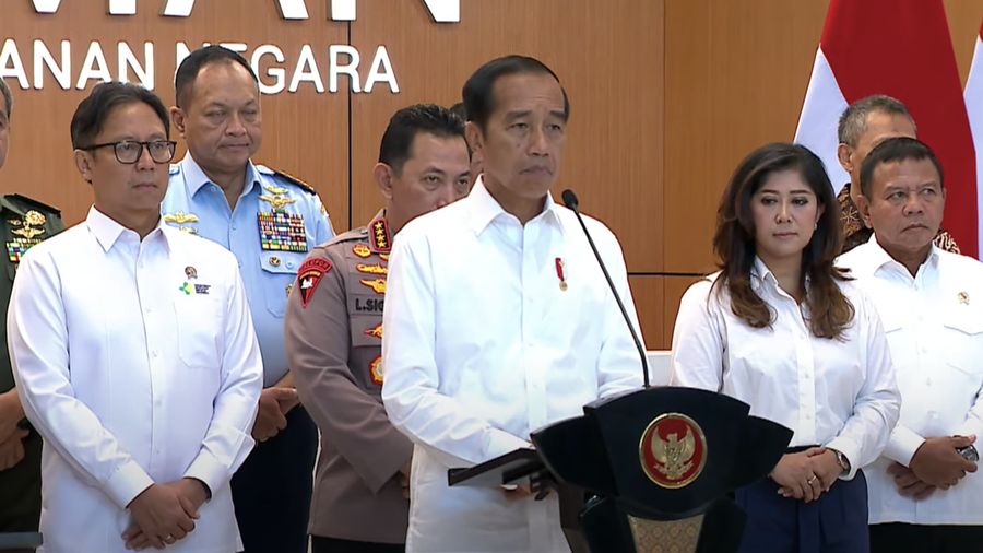 Presiden Joko Widodo saat peresmian Rumah Sakit Pertahanan Negara Pangsar Soedirman dan 24 RUma Sakit TNI di Jakarta, Senin (19/2/2024). (Youtube/Kemhan RI)