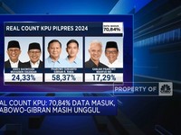 Real Count KPU: Data Masuk 70,84%, Suara Prabowo-Gibran di Atas 58%
