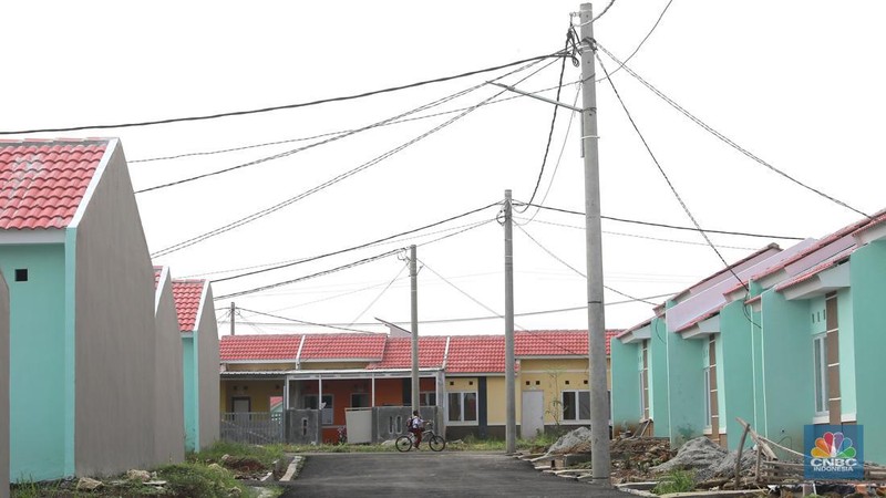 Suasana perumahan subsidi pemerintah di Kawasan, Ciseeng Kabupaten Bogor, Jawa Barat, Senin, (19/2/2024). (CNBC Indonesia/Muhammad Sabki)