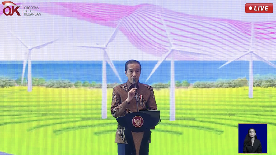 Jokowi dalam acara pertemuan tahunan industri jasa keuangan 2024. (Tangkapan layar Youtube)