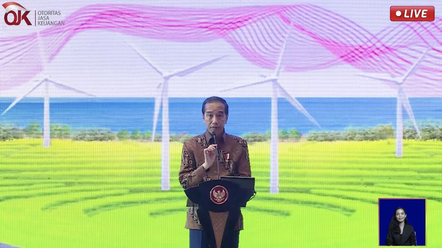 Jokowi dalam acara pertemuan tahunan industri jasa keuangan 2024. (Tangkapan layar Youtube)