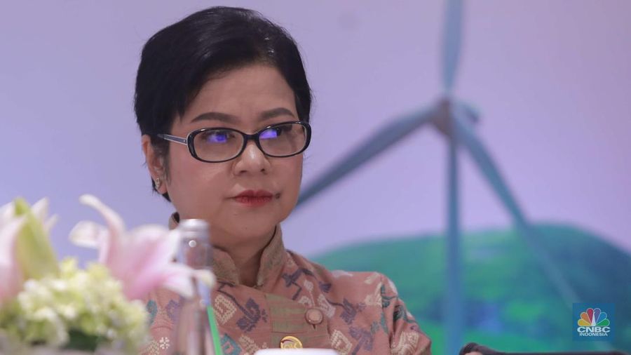 Ketua Dewan Audit merangkap Anggota Dewan Komisioner OJK Sophia Wattimena di acara Pertemuan Tahunan Industri Jasa Keuangan 2024 di Hotel St Regis, Jakarta, Selasa, (20/2/2024). (CNBC Indonesia/Muhammad Sabki)