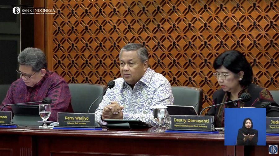 Gubernur Bank Indonesia (BI) Perry Warjiyo saat menyampaikan Hasil Rapat Dewan Gubernur Bulanan Bulan Februari 2024. (Tangkapan Layar Youtube Bank Indonesia)
