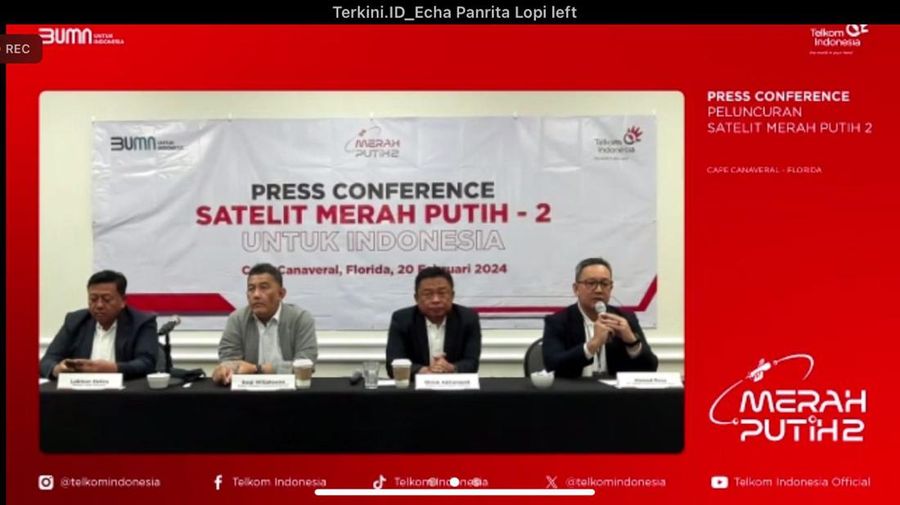 Konpres peluncuran Satelit Merah Putih 2 dari Cape Canaveral Florida Amerika Serikat. (Tangkapan layar)