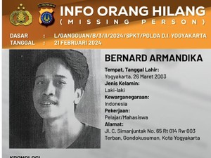 Bantu Cari Dab! Bernard Hilang Kontak Sejak Januari