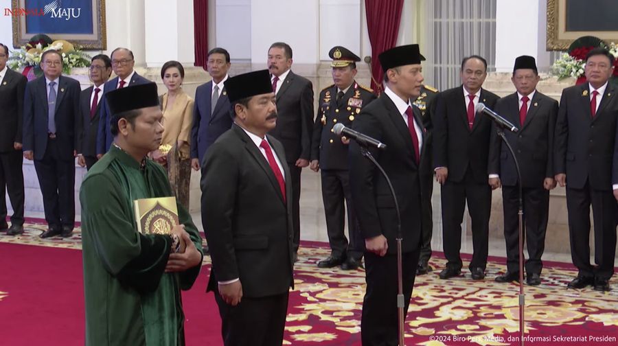 Pelantikan Pejabat Negara Republik Indonesia, Istana Negara, 21 Februari 2024. (Tangkapan layar)