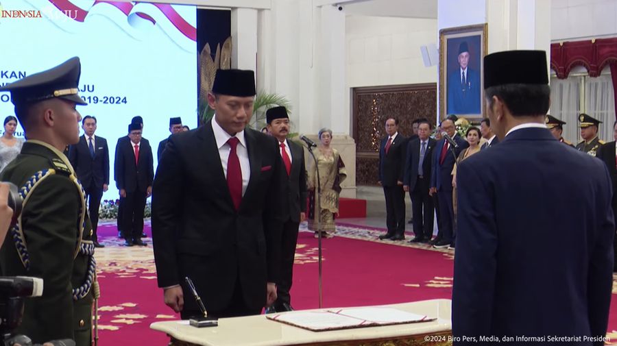 Pelantikan Pejabat Negara Republik Indonesia, Istana Negara, 21 Februari 2024. (Tangkapan layar)