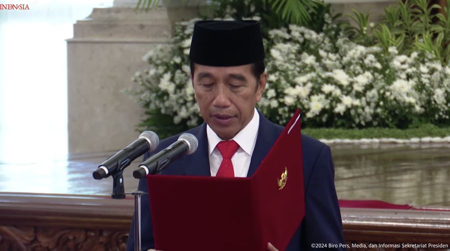 Pelantikan Pejabat Negara Republik Indonesia, Istana Negara, 21 Februari 2024. (Tangkapan layar)