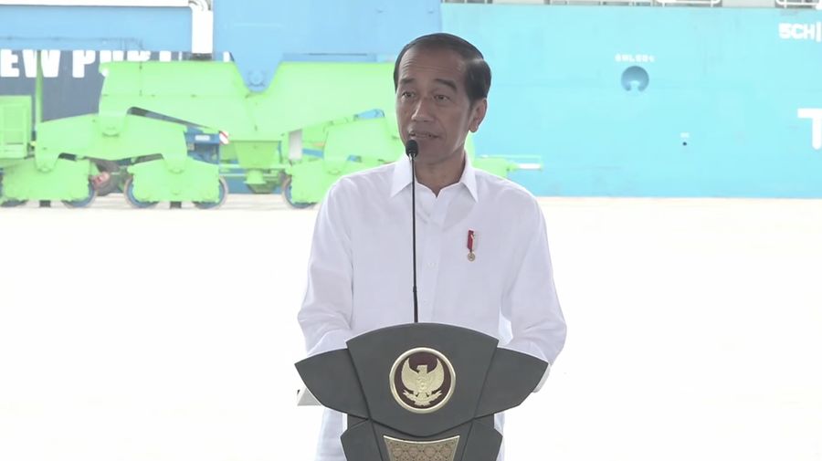 Presiden Joko Widodo meresmikan Proyek Strategis Nasional, Makassar New Port (MNP) pada Kamis (22/2/2024). (Tangkapan layar)
