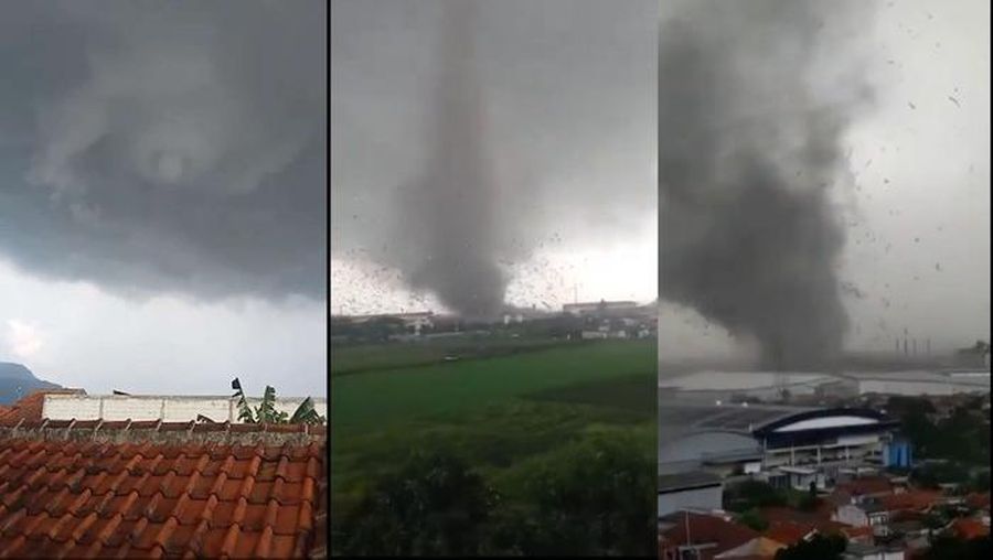 Puting Beliung Tapi Tornado di Rancaekek. (Tangkapan layar Twitter)