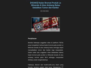 Kominfo Pastikan Isu soal Kandungan Bromat di Produk Le Minerale Hoax