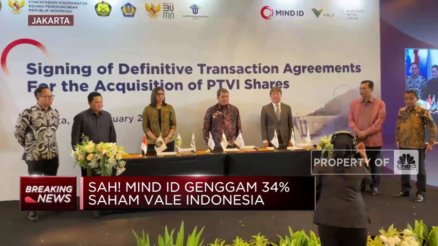 Sah! MIND ID Genggam 34% Saham Vale Indonesia