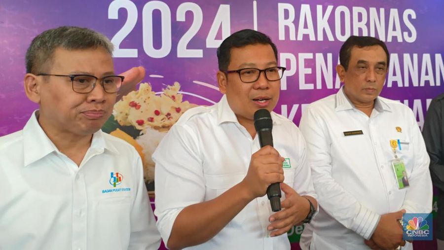 Kepala Badan Pangan Nasional (Bapanas) Arief Prasetyo Adi di hotel The Margo Depok, Jawa Barat, Selasa (27/2/2024) (CNBC Indonesia/Martyasari Rizky)