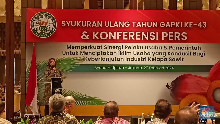 Ulang Tahun Gapki ke-43, Selasa (27/2/2024). (CNBC Indonesia/Ferry Sandi)