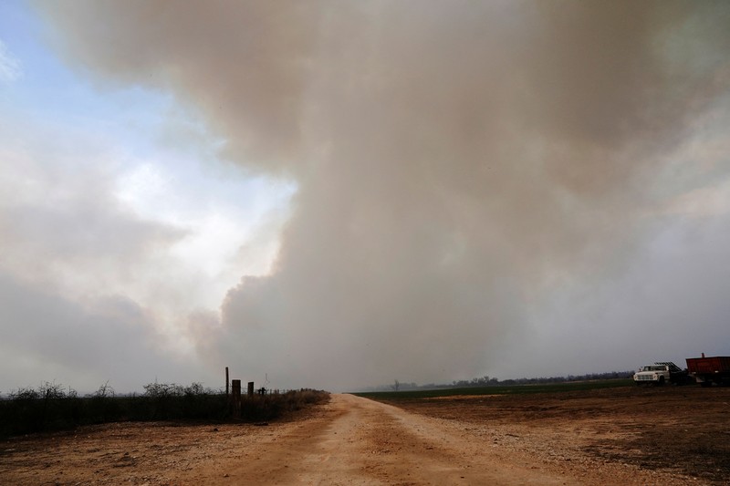 Kebakaran hutan yang memicu evakuasi terjadi di utara Shattuck, Oklahoma, AS, 27 Februari 2024. Kebakaran hutan yang memicu evakuasi terjadi di utara Shattuck, Oklahoma, AS, 27 Februari 2024. (REUTERS/Nick Oxford)