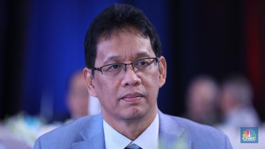 Ketua Dewan Komisioner LPS, Purbaya Yudhi Sadewa saat hadir dalam acara CNBC Indonesia Economic Outlook 2024 di Jakarta, Kamis (29/2/2024). (CNBC Indonesia/Tri Susilo)