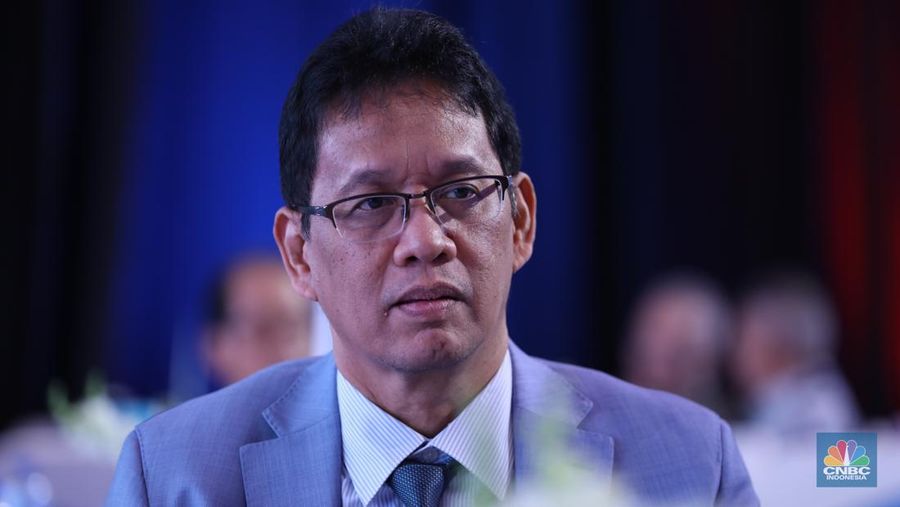 Ketua Dewan Komisioner LPS, Purbaya Yudhi Sadewa saat hadir dalam acara CNBC Indonesia Economic Outlook 2024 di Jakarta, Kamis (29/2/2024). (CNBC Indonesia/Tri Susilo)