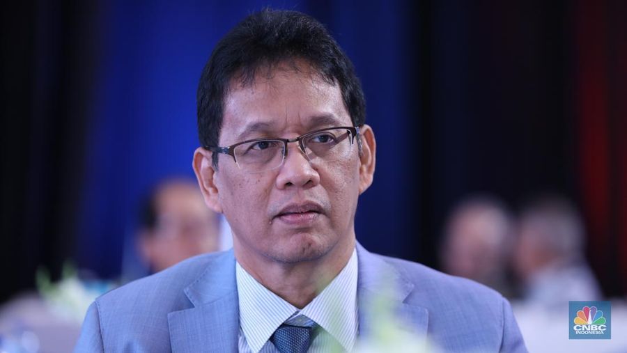 Ketua Dewan Komisioner LPS, Purbaya Yudhi Sadewa saat hadir dalam acara CNBC Indonesia Economic Outlook 2024 di Jakarta, Kamis (29/2/2024). (CNBC Indonesia/Tri Susilo)