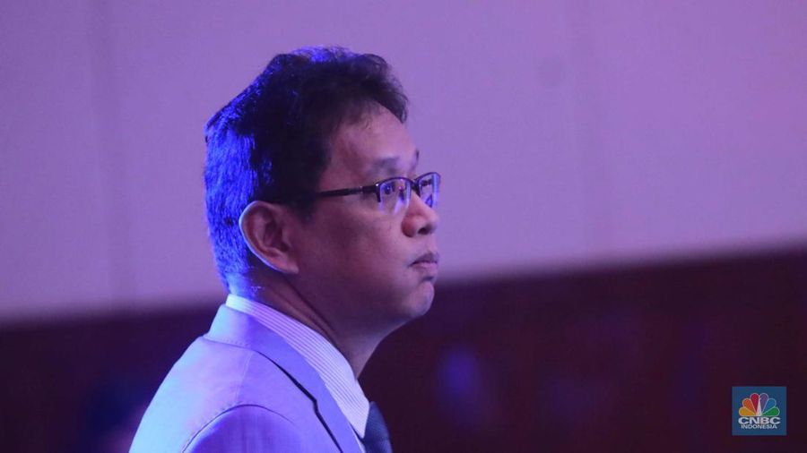 Ketua Dewan Komisioner LPS, Purbaya Yudhi Sadewa saat menghadiri CNBC Indonesia Economic Outlook 2024 di Jakarta, Kamis (29/2/2024). (CNBC Indonesia/Muhammad Sabki)